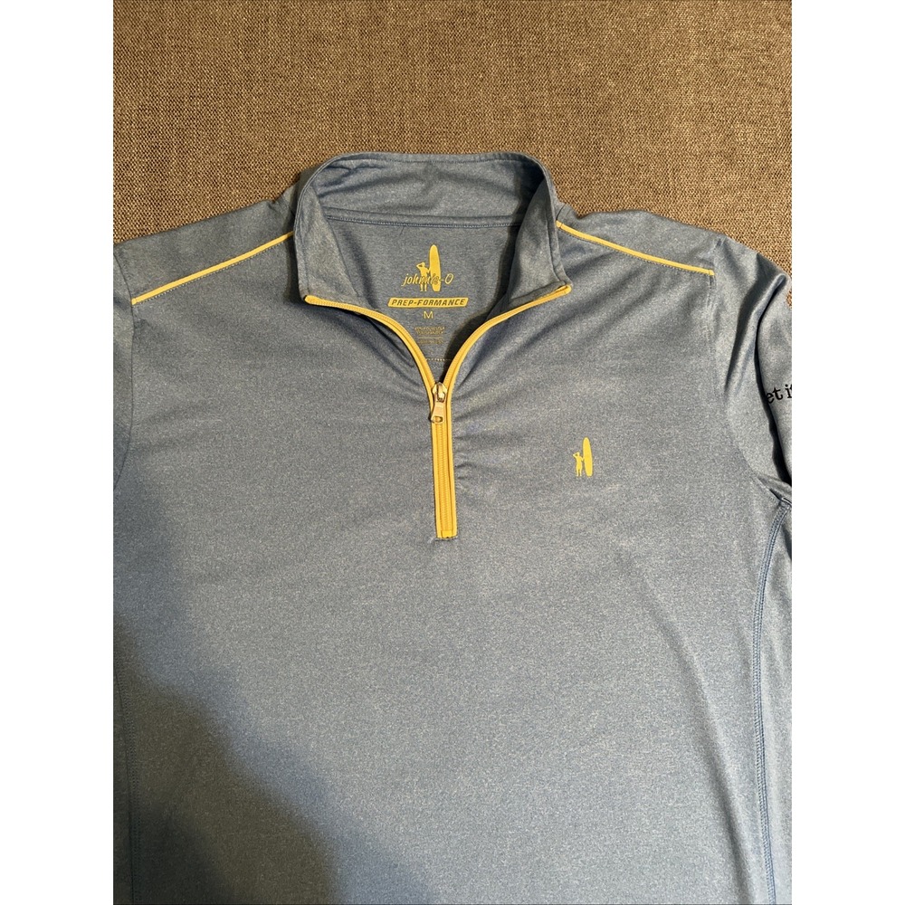 Johnnie O Prep Performance 1/4 Zip Men's M Blue Outdoor Logo Beach‎ Casual Golf